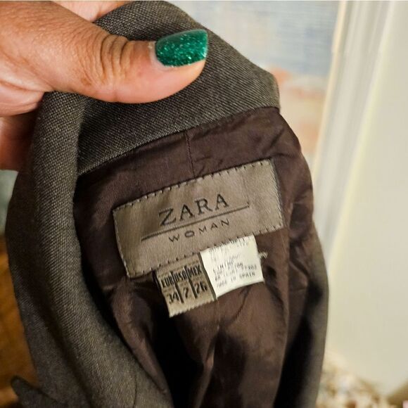 Zara Woman Dark Grey Business Casual One Button Contemporary Blazer Jacket. - Picture 6 of 13